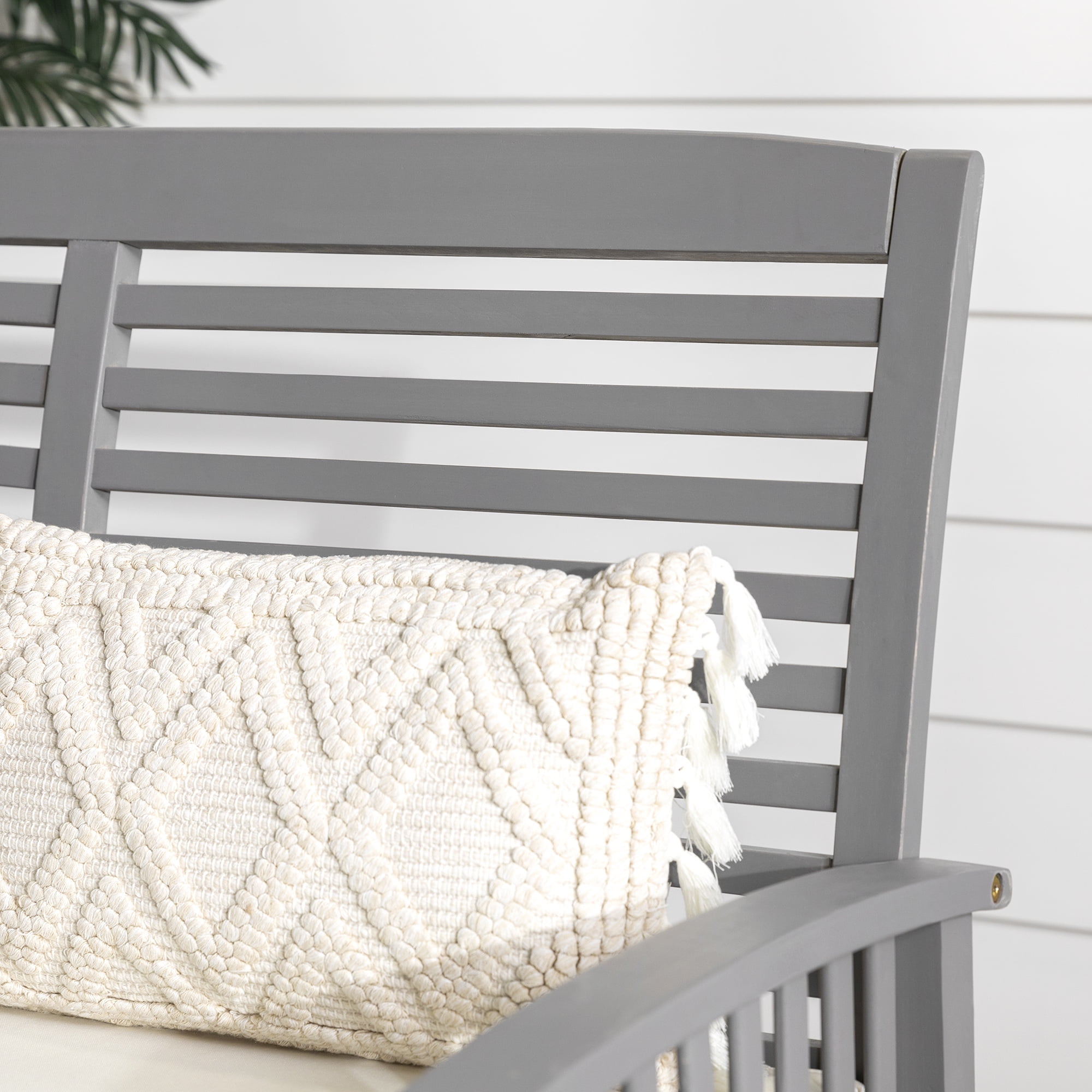 Walker Edison 48" Outdoor Patio Wood Loveseat With Cushions - Grey Wash