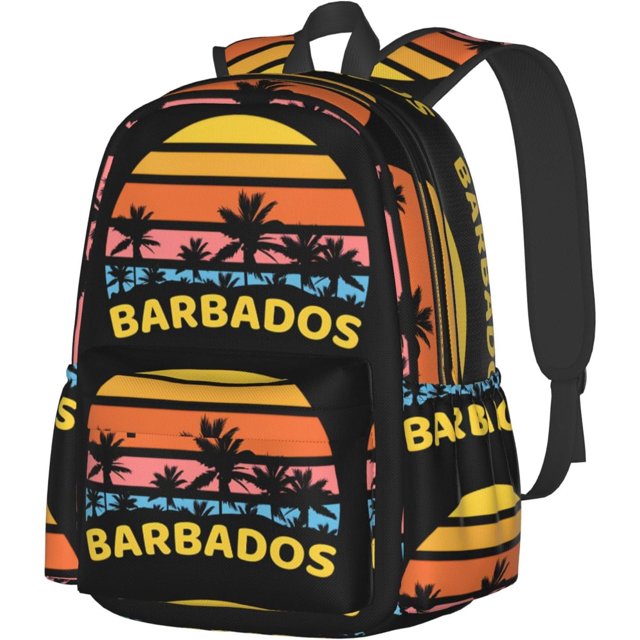 Barbados Waves Sun Holiday Laptop Commuter Backpack Shoulder Bag Casual Back Pack Daypack Bags With Side Pockets For Work Travel Daily Use