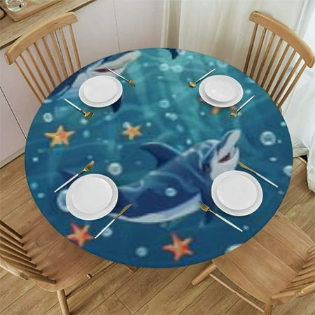 

Autua Dolphins Starfish Round Table Cover Stain Resistant and Washable Perfect for Indoor and Outdoor Use Kitchen Dining Wedding Parties 100% Polyester Tablecloth Tablecloths 46 -50