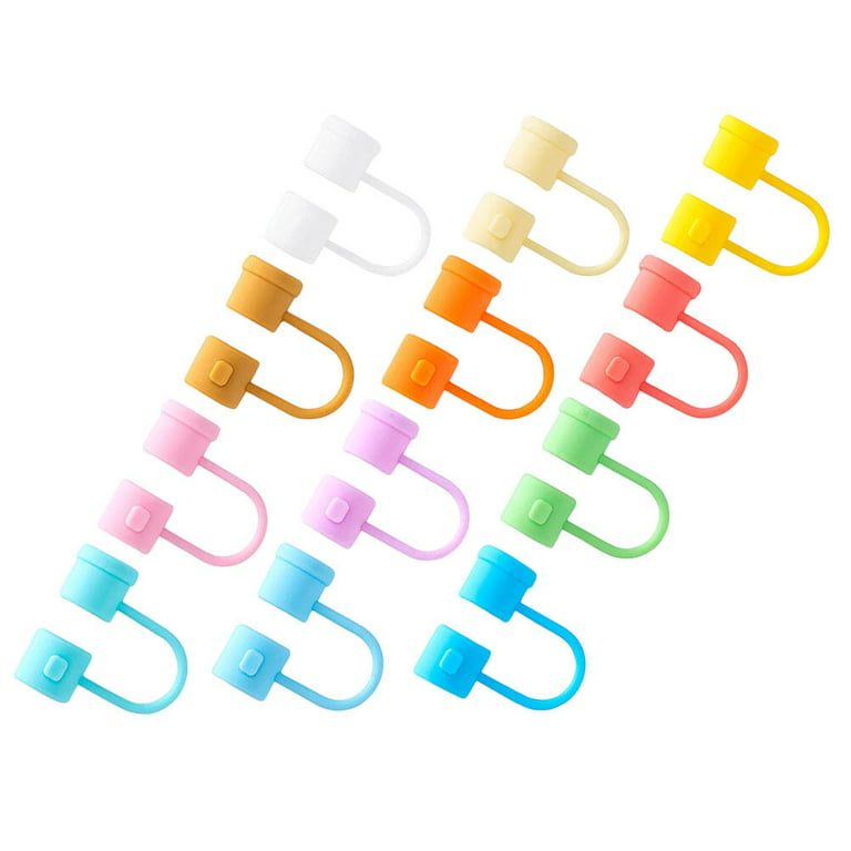 12pcs Reusable Straw Cover Cap Silicone Straw Tip Covers Drinking