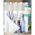thumbnail image 2 of No Hook Shower Curtains with Snap in Liner, Spring Lavender Fabric Shower Curtain, Botanical Watercolor Purple Flower Vase Double Layers & See-Through Top Window Bathroom Curtains 72''x72'', 2 of 6
