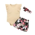 thumbnail image 4 of Dooleck Baby Girl Clothes Infant Ribbed Ruffle Bodysuit Floral Shorts Outfit Set, 4 of 8