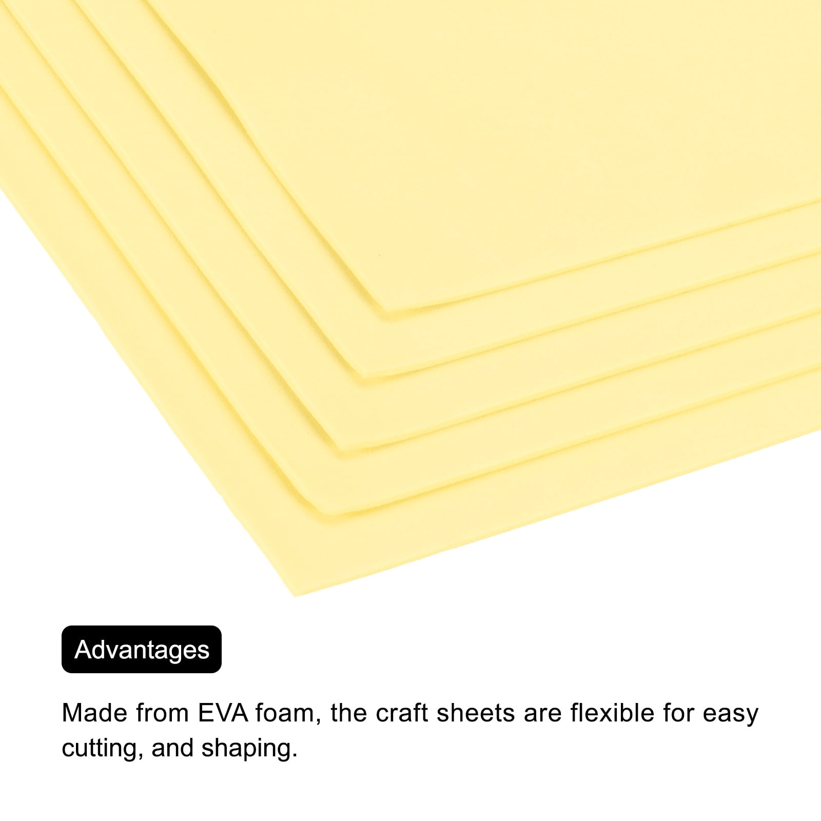 Uxcell EVA Foam Sheets Light Yellow 19.7 Inch x 19.7 Inch 2mm Thick Crafts Foam Sheets for Costumes, Arts and Crafts Projects Pack of 5