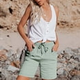 thumbnail image 4 of Baodmurt Shorts Taille Mi-Haute pour Femmes avec Cordon de Serrage pour Décontracté, Vert P, 4 of 7