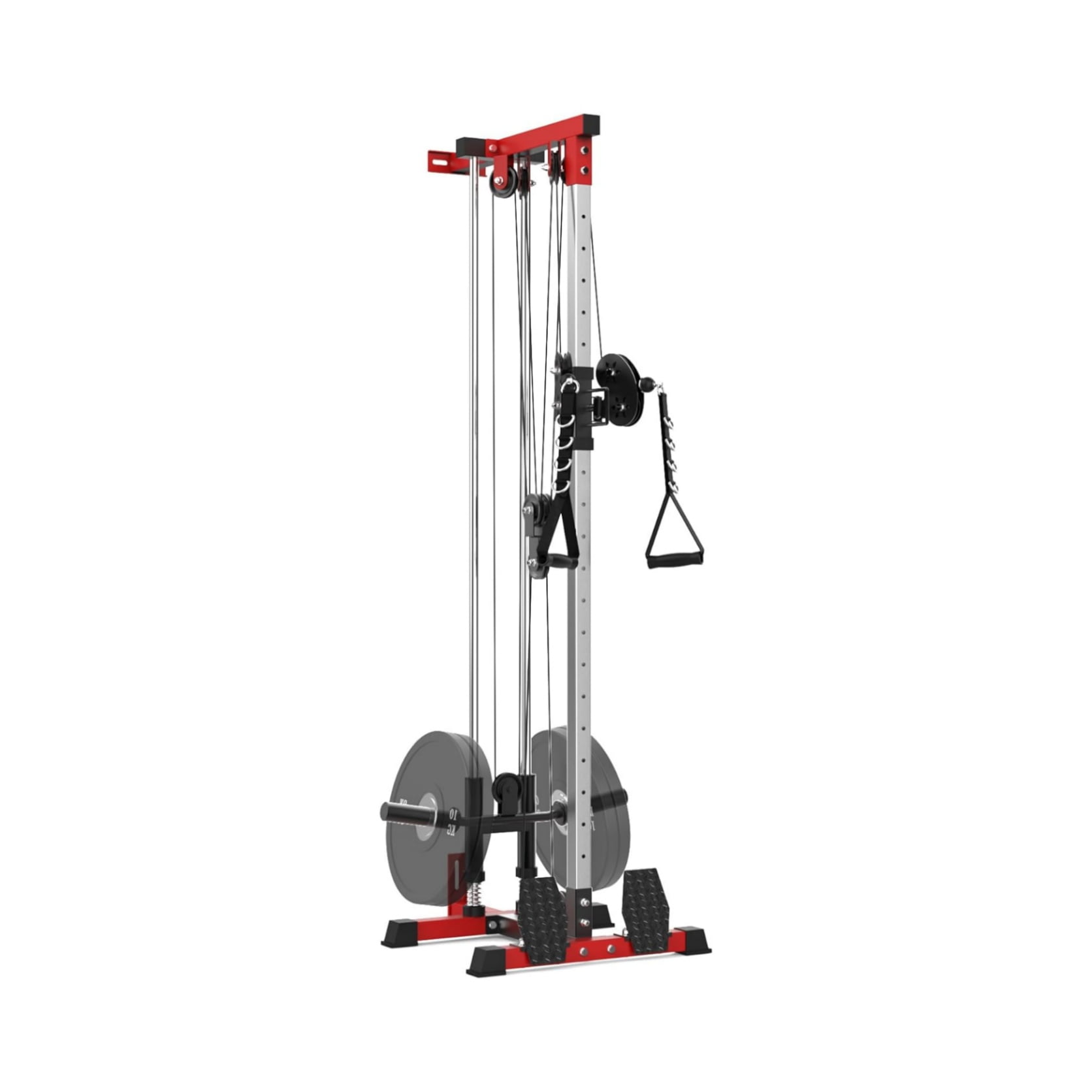 LAT Pulldown Machine, LAT Cable Machine with High and Low Pulley Station, Row Cable Machine Home Gym with Leg Support, Tricep Workout Equipment