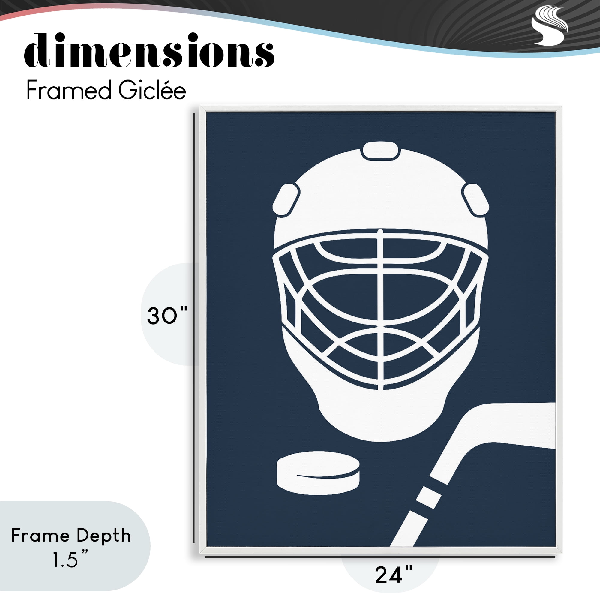 Stupell Industries Hockey Mask Blue & White White Framed Giclee Art, design by Melody Hogan