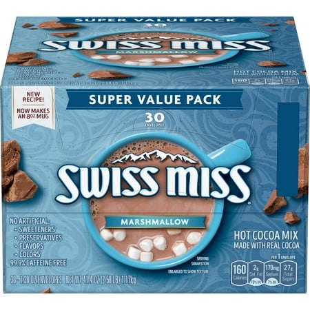 (2 Pack) Swiss Miss Marshmallow Hot Cocoa Mix, (30) 1.38 Ounce (Best Tasting Cocoa Powder)