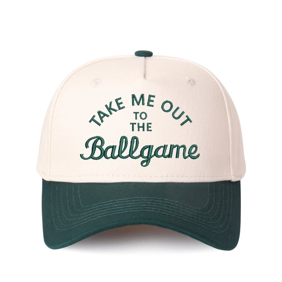 TAKE ME OUT TO THE Ballgame Letter Embroidered Color Block Trucker Hat Unisex Adjustable Cotton Breathable Fashion Cap for Travel Daily Wear
