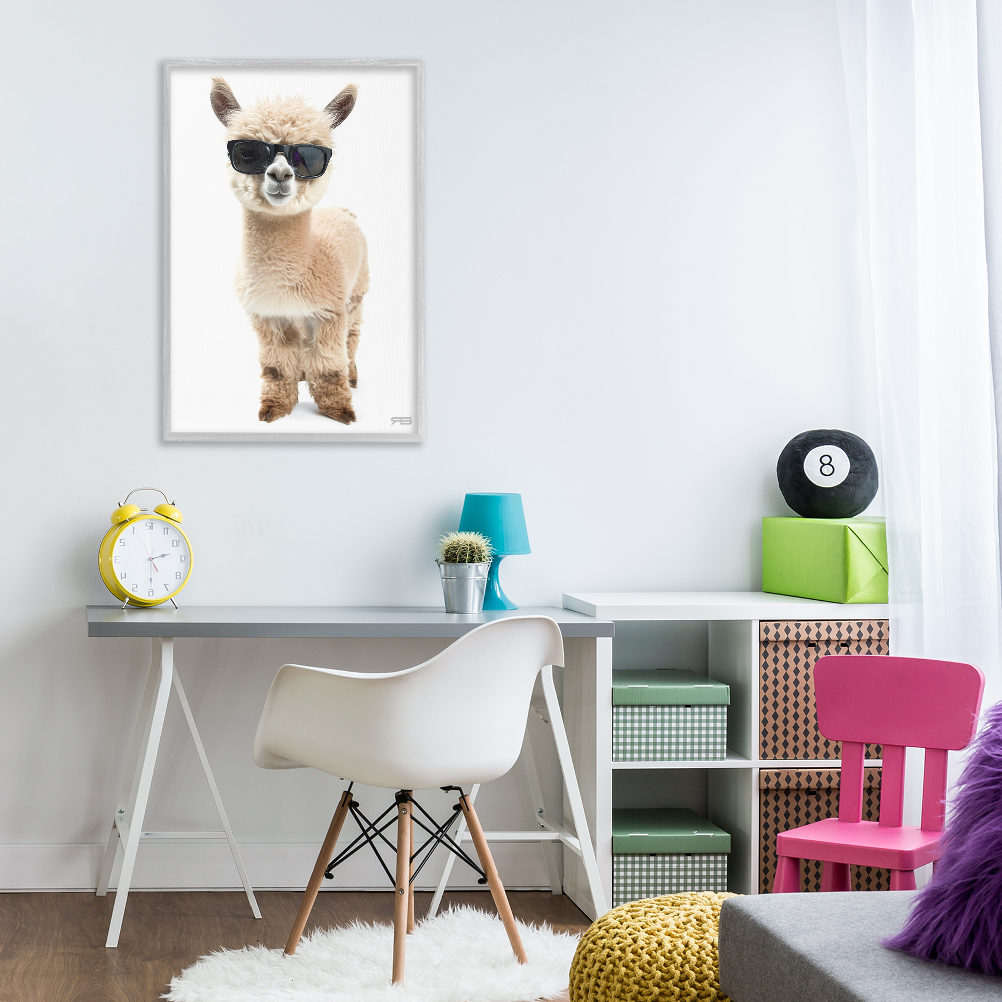Stupell Industries Cool Alpaca & Glasses Animals & Insects Painting Gray Framed Art Print Wall Art, 20 x 30