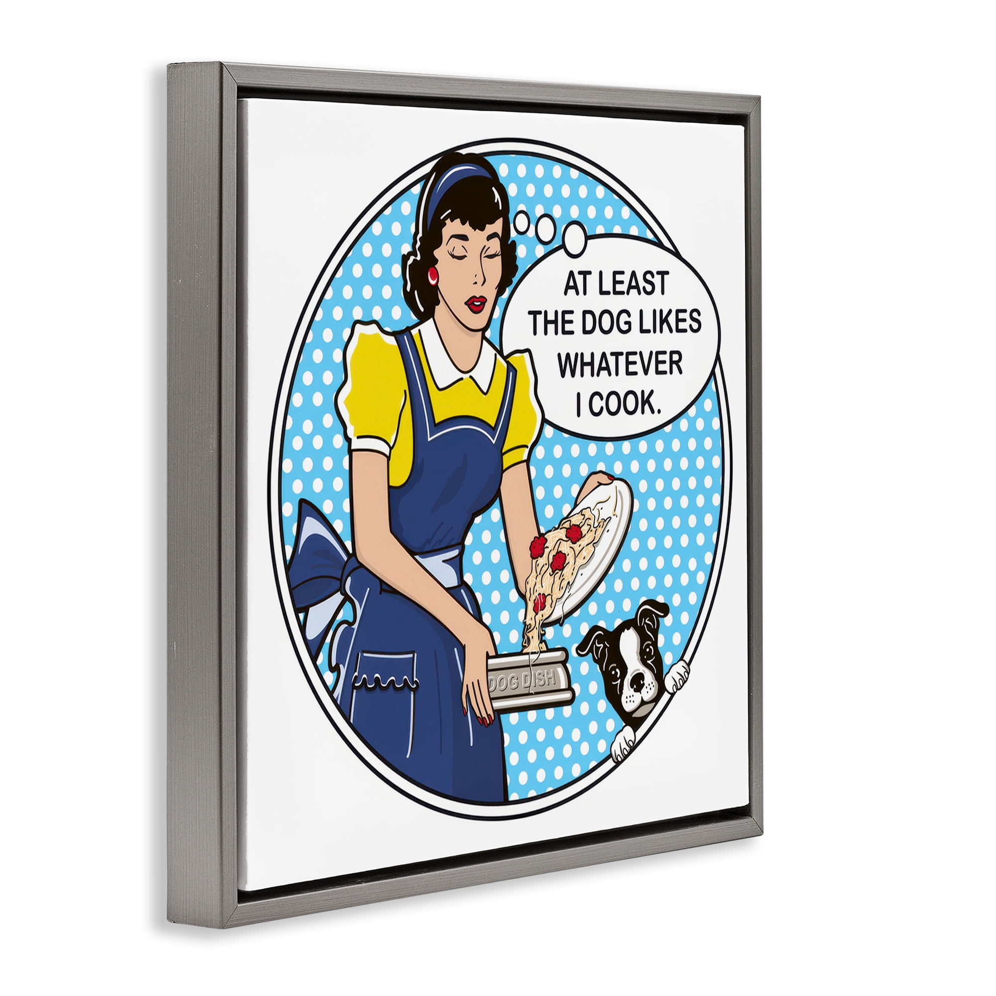 Stupell Industries Funny Vintage Dog Phrase Animals Painting Gray Floater Framed Canvas Art Print Wall Art, 18 x 18