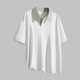 thumbnail image 4 of pstuiky camisetas de hombre, Blusa informal de manga corta con cuello vuelto y botones de color liso para hombre ropa de hombre xxxxl, 4 of 6