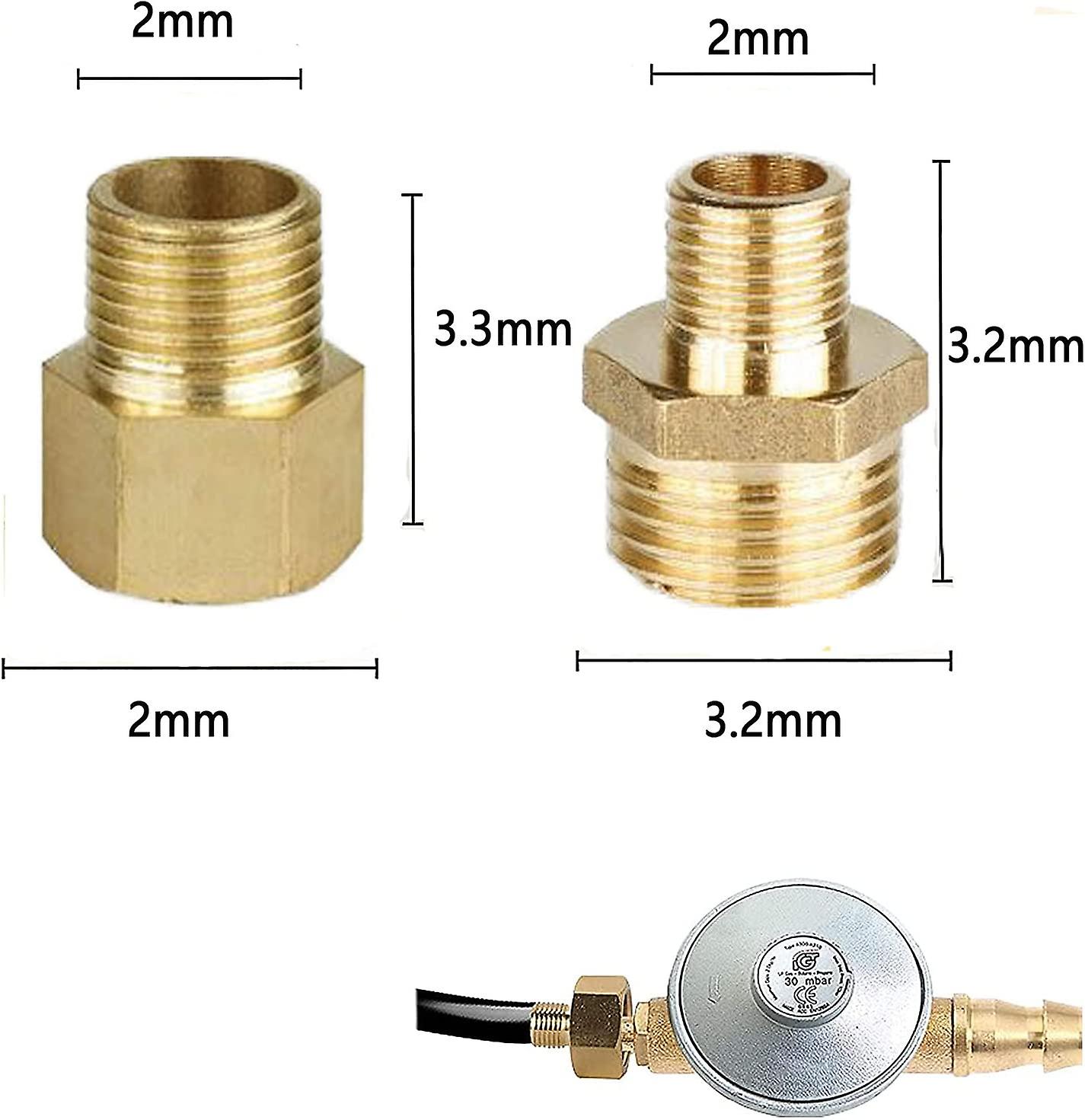Adaptateur GPL En Laiton 3/8'' IG X 1/4'' AG – 2 Pièces Avec Joints, Pour Réchaud Camping Poêle Gaz