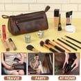 thumbnail image 3 of Bolsas cosméticas TheAntiq Brown Leather para mujer y viajes, 3 of 9