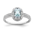 thumbnail image 3 of 925 Sterling Silver Rhodium-Plated Diamond and Aquamarine Ring Size 6, 3 of 5