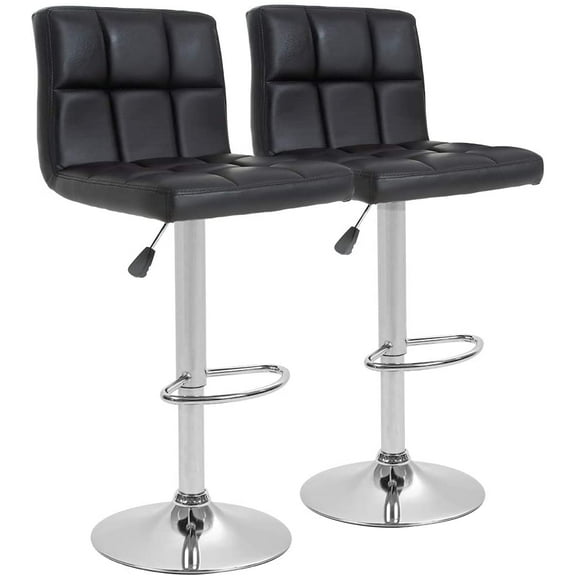 BestOffice New Black Adjustable Synthetic Leather Swivel Bar Stools Chairs B06-Sets of 2,Black