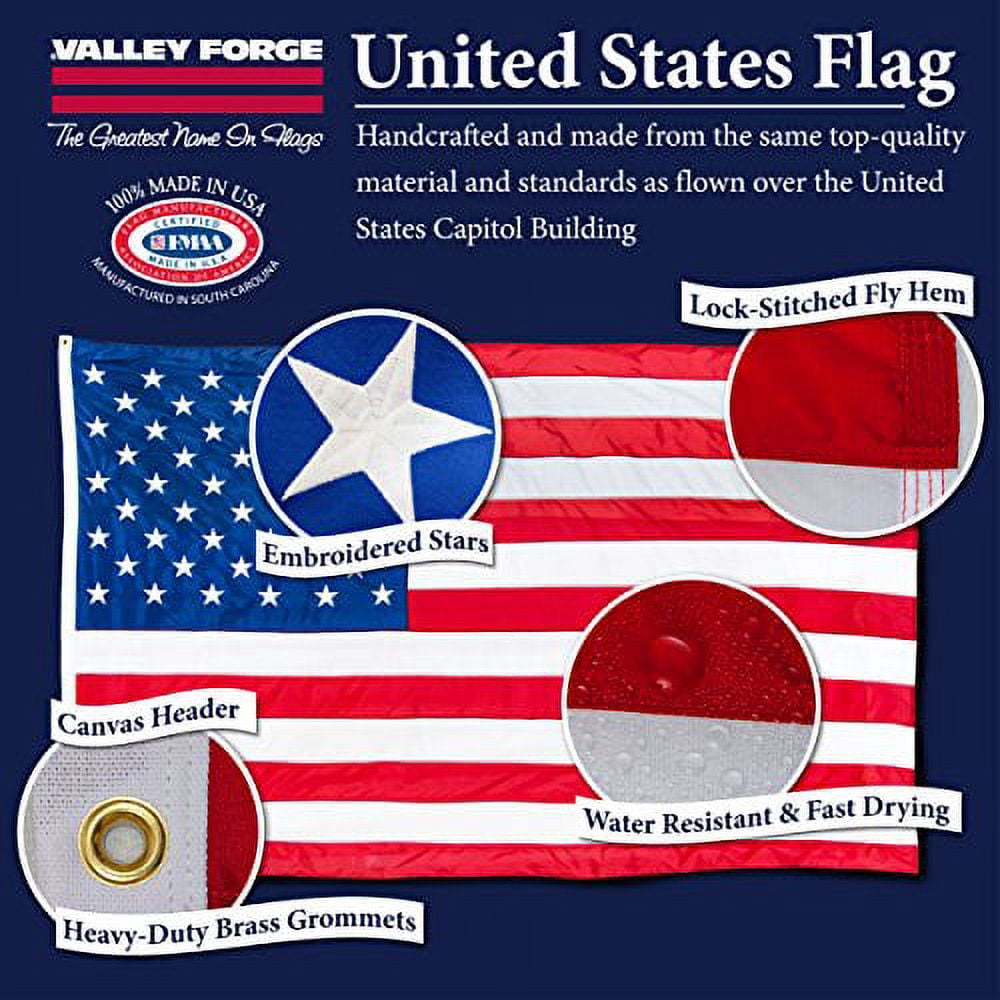 Valley Forge Perma-Nyl 4'x6' Nylon U.S. Flag