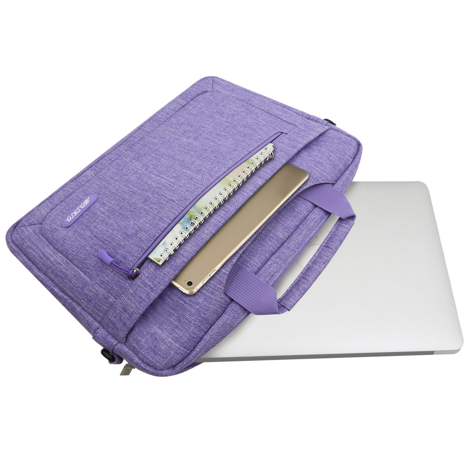 Mosiso Messenger Laptop Shoulder Bag for 15-15.6 Inch new MacBook Pro Notebook Compatible with 14 Inch Ultrabook Polyester Briefcase with Adjustable Depth at Bottom,Purple