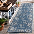 thumbnail image 2 of Safavieh Courtyard Daniel Oriental Indoor/Outdoor Runner Rug, Blue/Natural, 2'3" x 6'7", 2 of 10