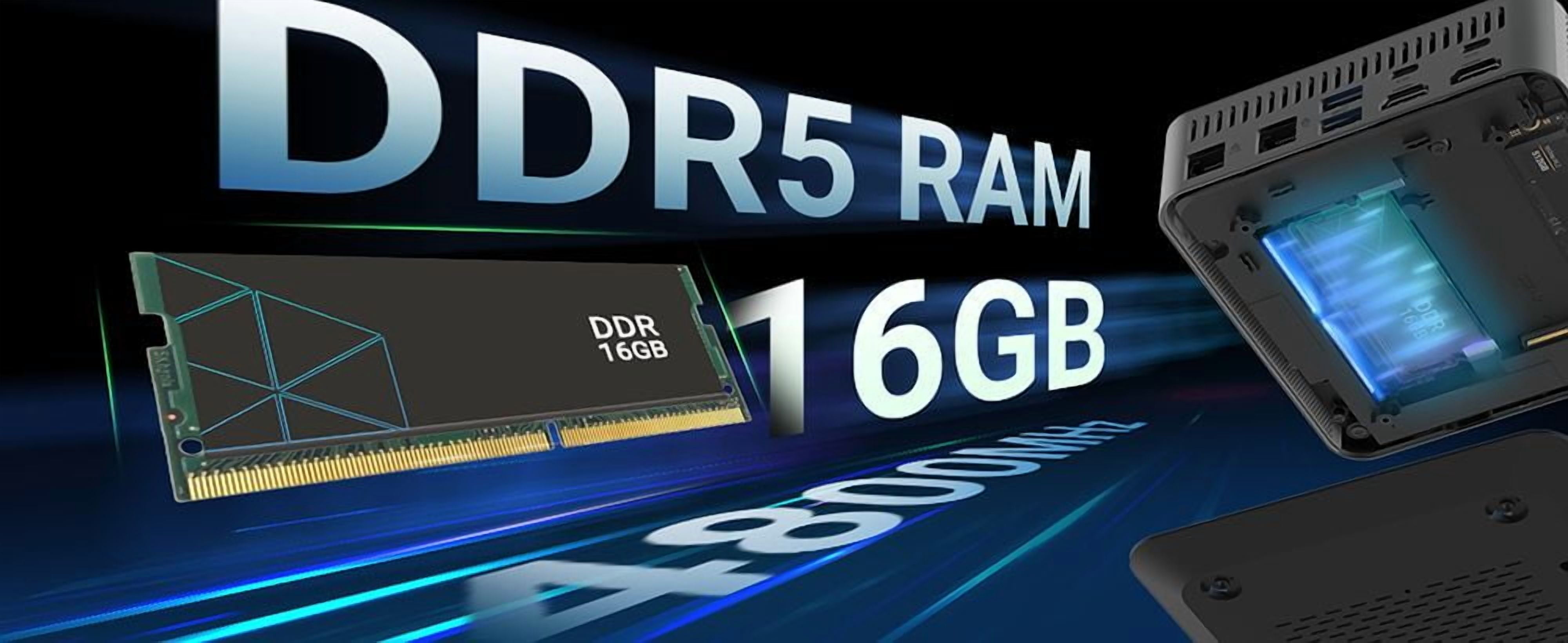 MINIX NGC N512 Mini PC, Intel Core i5-12600H, 16GB DDR5, 1TB M.2 2280 PCIe 4.0×4 SSD, Windows 11 Pro Desktop Computer, Blue