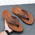 thumbnail image 6 of Xfvqtps Mens Flip Flops with Thick Non-Slip Rubber Sole Solid Color Woven Strap Summer Comfortable Outdoor Beach Sandals for Casual Wear, 6 of 9