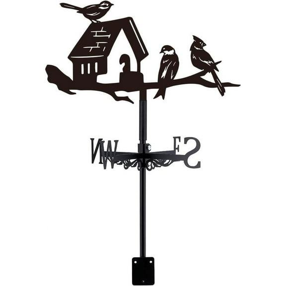 Weathervane Birds House Wind Vane Weathercock Metal Weather Vane for Garden Farmhouse Decorative Outdoor Wind Measuring Tool Wind Direction Indicator Iron Weather Vanes for Yard Barn Sheds for diy