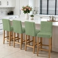 thumbnail image 3 of Grass Green Bar Stool Cover Set of 2, Farmhouse Burlap Solid Green Modern Linen Texture Stretch Bar Chair Cover, Removable Washable Pub Counter Stool Chair Slipcover for Kitchen Dining Room Pub Cafe, 3 of 9