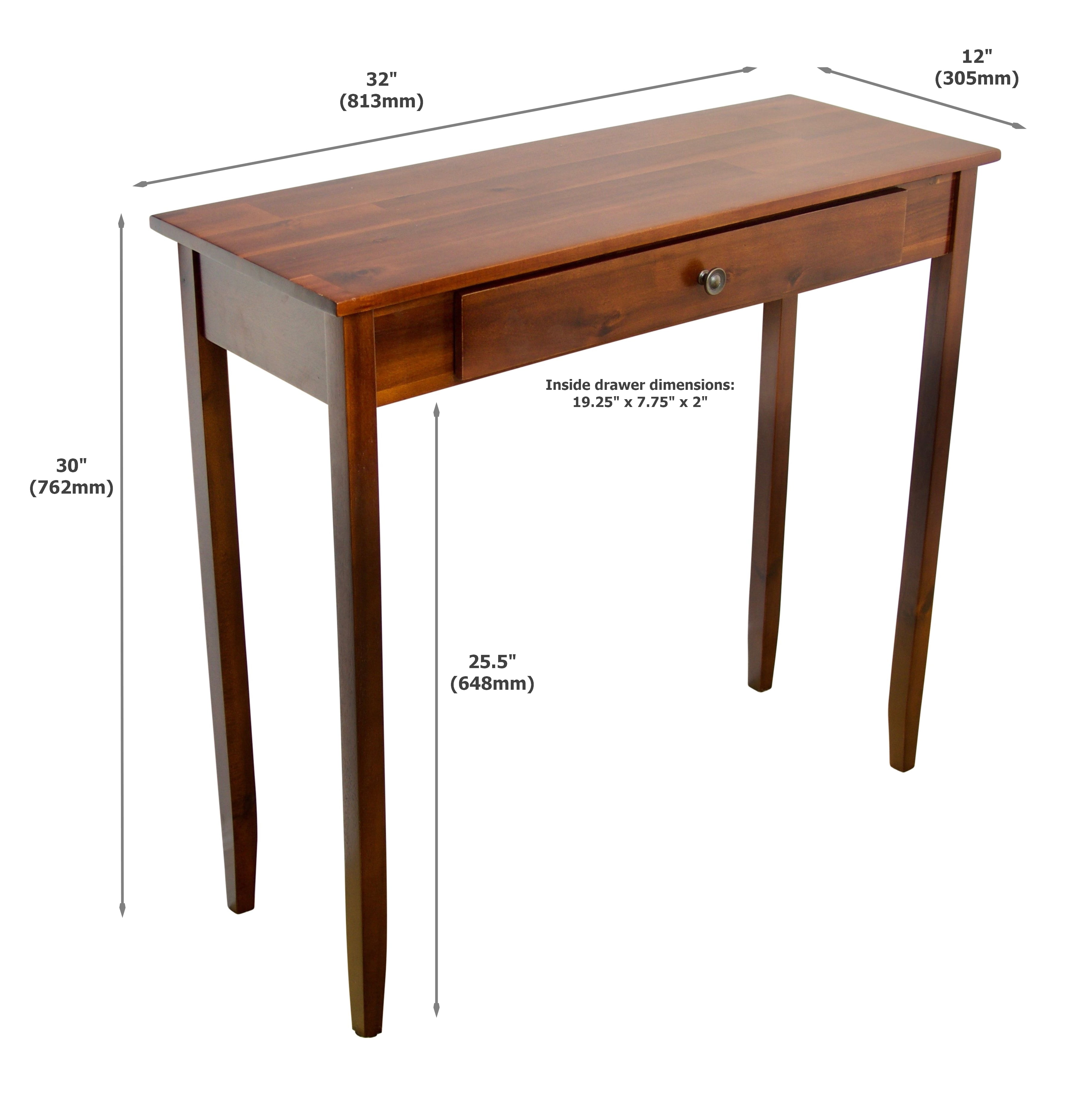 Acacia Mid-Century Entryway Table with Drawer in Mahogany Matte