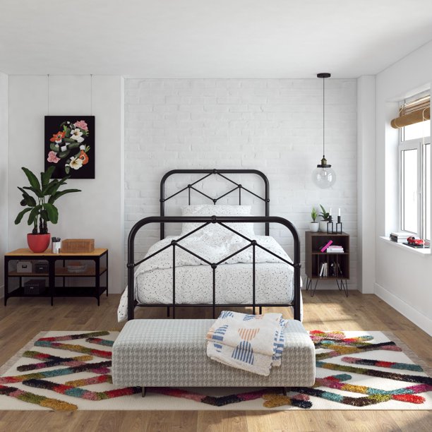 Novogratz Francis Farmhouse Metal Bed Twin Bed Frame Novogratz Francis Farmhouse Metal Bed Twin Bed Frame