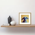thumbnail image 2 of Blue Fox Hound Dog Pet Portrait Painting Illustration Mustard Yellow Square Wooden Framed Wall Art Print Picture 8X8 Inch, 2 of 4