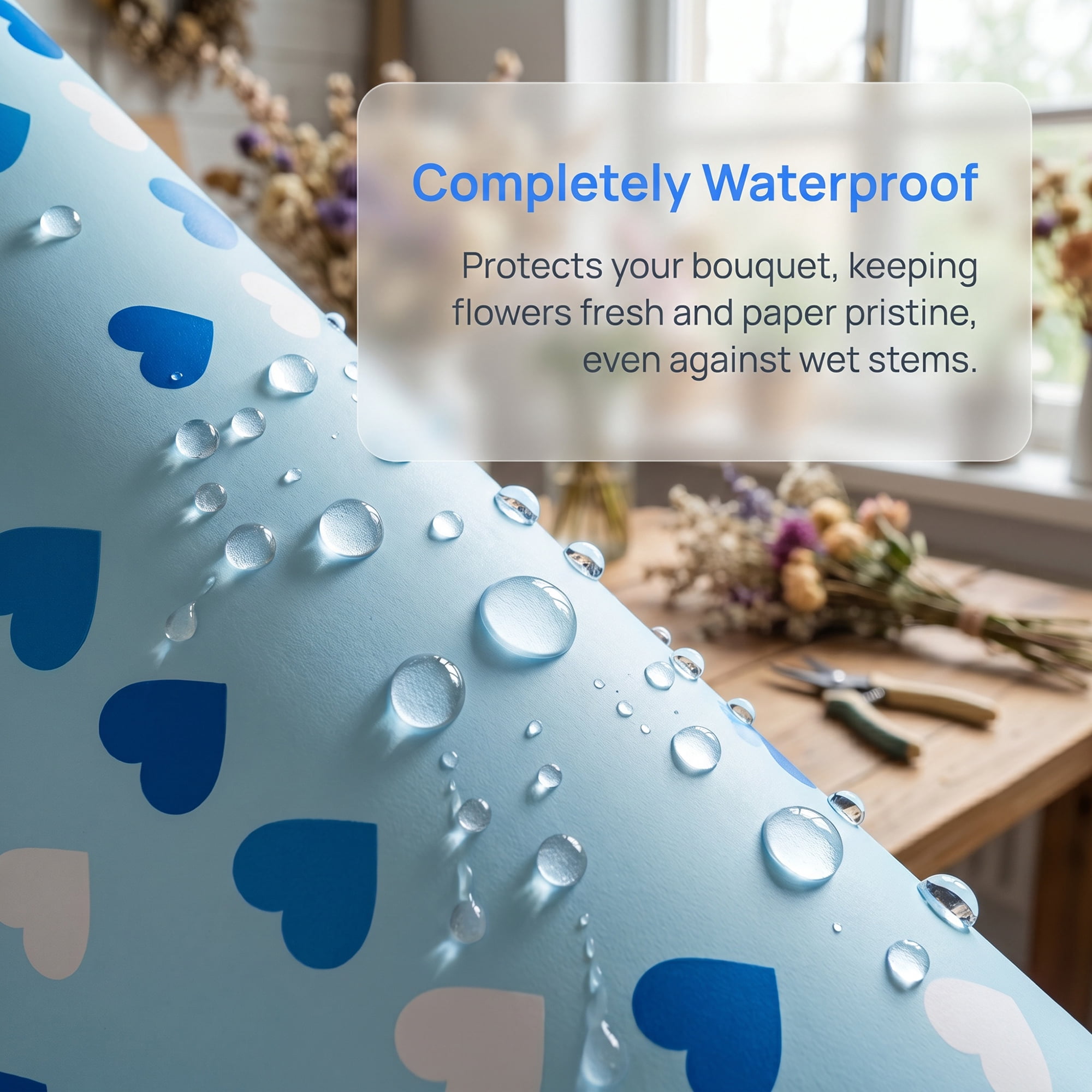 Unique Bargains Waterproof Neon Heart Luxury Matte Gift Wrapping Paper Blue 22.4"x 22.4"