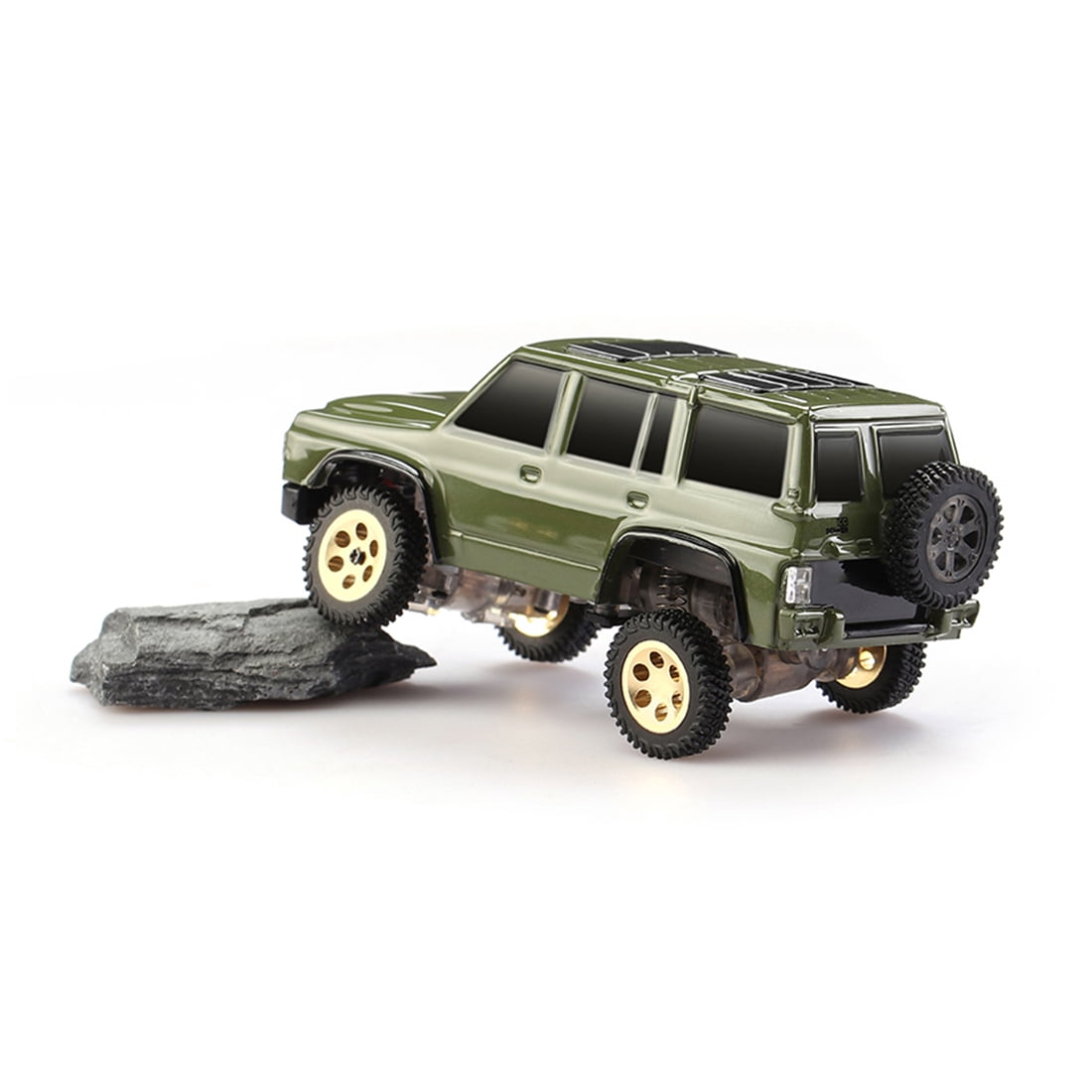 1/64 Scale Mini RC Crawler 4WD 2.4G Full Proportional Remote Control Off Road Climbing Vehicle With LED Lights Desktop Rock Crawler Model For Adults Hobbyists (RTR /Bright camouflage)