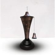 Legends Direct Premium Oahu Metal Tabletop Cone Torches for Outdoor, Tall- Tiki Style /w Snuffer, Fiberglass Wick & Large 35oz Oil Lamp - For Patio, Garden, Deck (Brushed Bronze)