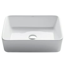 KRAUS Elavo Modern Rectangular Vessel White Porcelain Ceramic Bathroom Sink, 19 inch