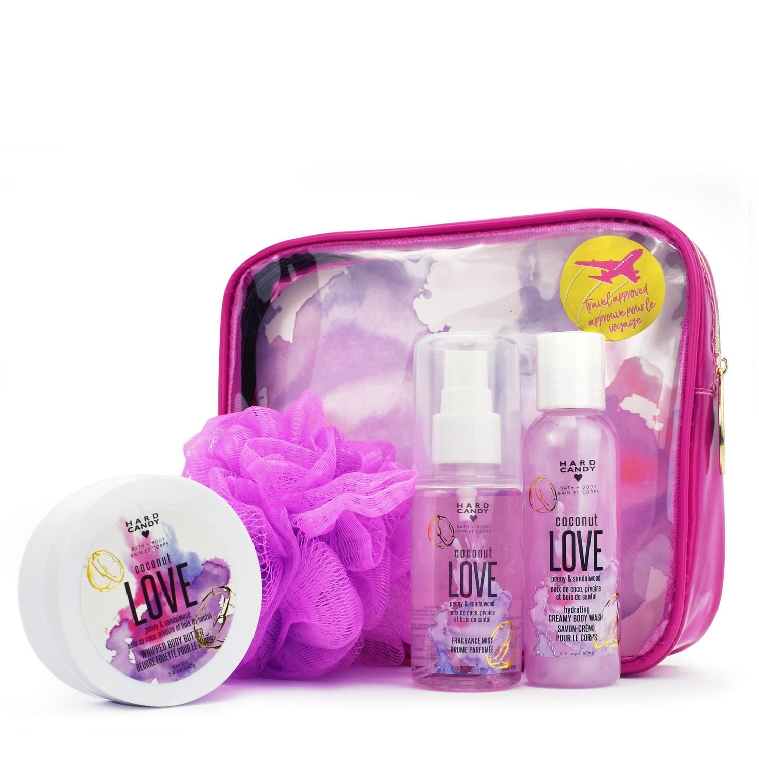 Hard Candy Bathing Beauty Bath and Shower Giftset Love, Coconut, 60 ml,  40 g, 60 ml