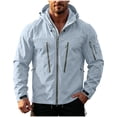 thumbnail image 2 of LYSMORA Mens Waterproof Hooded Rain Jacket Adjustable Cuff Hem Multi Zipper Pockets Lightweight Hiking Outdoor Windbreaker Coat, 2 of 8