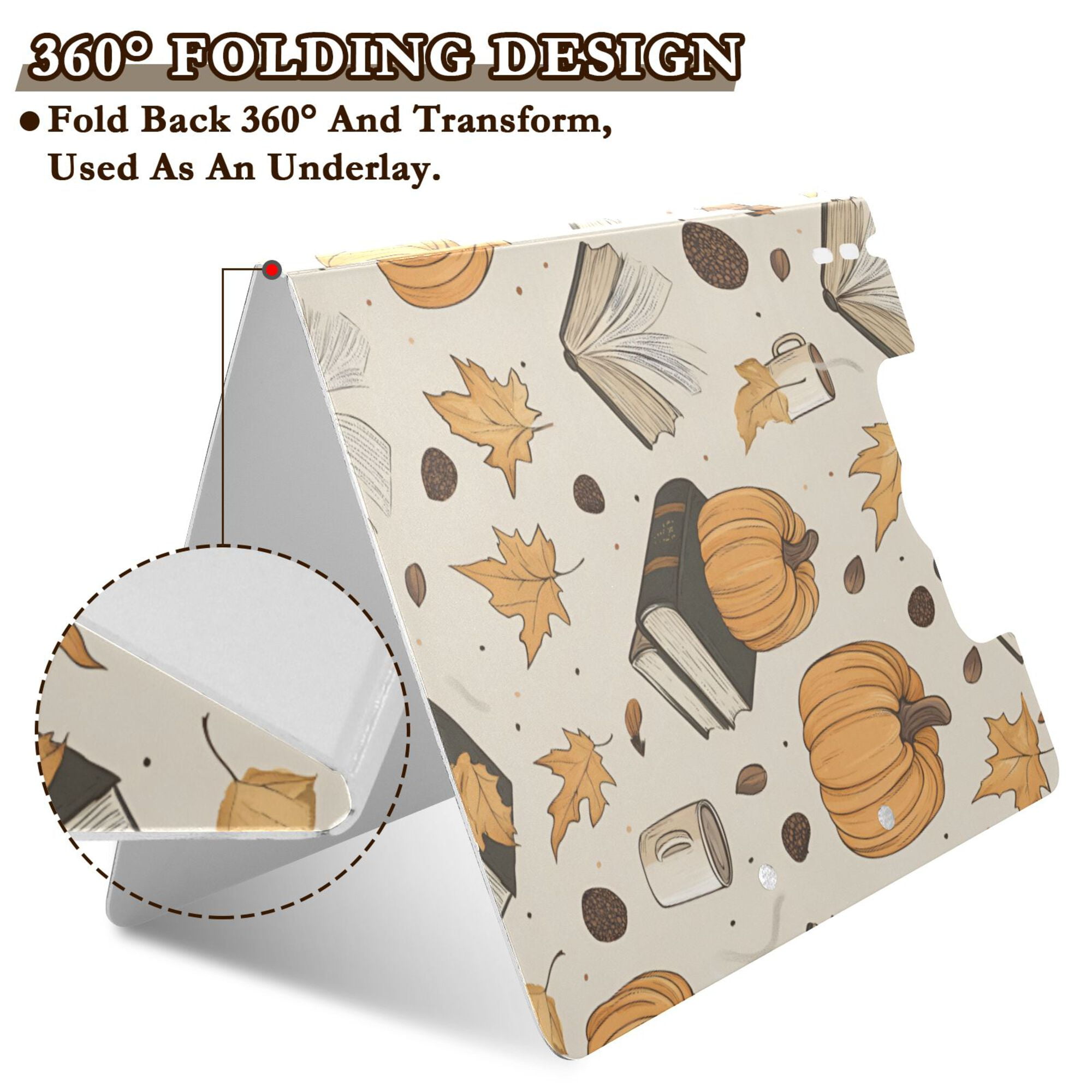 FORMRS A4 Clipboard Folder with Pen Holder Horizontal Foldable School Office Binder, Beige Fall Books