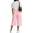thumbnail image 6 of Noric Women's High Waist Wide Leg Capri Pants Loose Fit Casual Drawstring Multi Pockets Lounge Pants, 6 of 7