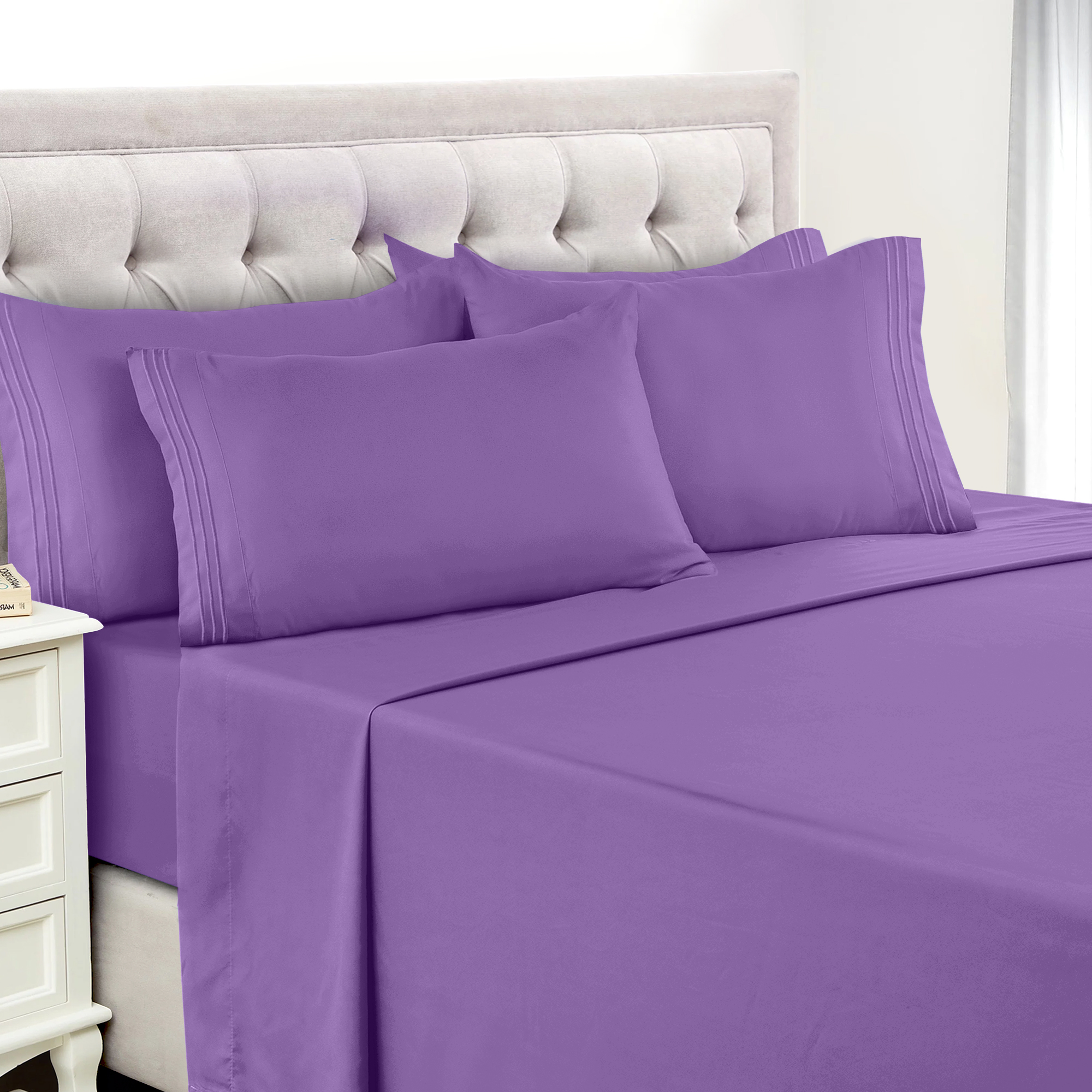 Lux Decor Collection Queen Sheets Set, 6-Piece, Purple photo 2