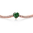 thumbnail image 2 of Gem Stone King 18K Rose Gold Plated Silver Green Nano Emerald and White Moissanite Tennis Bracelet for Women (4.33 Cttw, Gemstone Birthstone, Heart Shape 8MM, 7.25 inch), 2 of 6