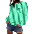 thumbnail image 3 of qolati Womens Oversized Sweatshirts Lightweight Striped Color Block Crewneck Long Sleeve Shirts 2024 Fall Pullover Tops with Pocket, 3 of 7