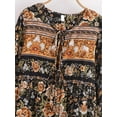 thumbnail image 2 of Vintage Chic Women Long Sleeve Tie Neck Ethnic Multi Floral Print Beach Bohemian Maxi Dresses Ladies Rayon Boho Dress Vestidos, 2 of 6