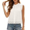 thumbnail image 3 of Lumistal Womens Tank Top Cute Ruched Open Front Lace Shirt for Woemn Pleated Tank Top Summer Sleeveless Top for Women Business Casual Top Elegant Breathable Blouse Trendy White M, 3 of 6
