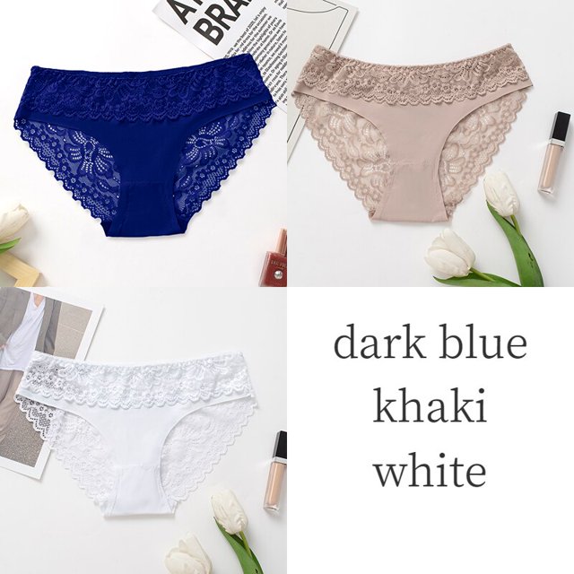 TrowBridge-bragas de satén de seda de encaje para mujer, ropa interior Sexy, lencería suave y cómoda, calzoncillos dulces y acogedores, 3 piezas por juego