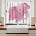 thumbnail image 2 of Ambesonne Animal Cartoon Kitchen Curtains, Pinkish Funny Tusk, 55"x39", White and Pink, 2 of 3