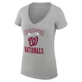 thumbnail image 2 of Women's G-III 4Her by Carl Banks Heather Gray Washington Nationals Super-Slim Fit Lightweight Team Logo Graphic V-Neck, 2 of 5