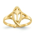 thumbnail image 1 of Solid 14k Yellow Gold Ichthus Cross Ring Band Size 5.5, 1 of 6