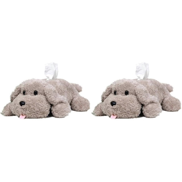 2X Plush Dog Toy Tissue Holder Cartoon Tissue Cover Paper Holder Napkin Box Paper Storage Box