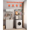 thumbnail image 3 of VEVOR Over Washer and Dryer Storage Shelf, 3 Tiers Laundry Room Drying Rack with Hanger Rod and Hooks, Single Row Adjustable Washer Shelves Space Saver, for Laundry Room Storage & Organization, Black, 3 of 9