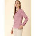 thumbnail image 4 of Camisa De Oficina De Trabajo Para Mujer Blusas De Satén Elegantes De Manga Larga Con Cuello De Lazo Rosa empolvado L, 4 of 6