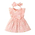 thumbnail image 3 of MEZZALL Girls Summer Flower Print Sleeveless Dress With Bow Tie And Headband Reversible Floral For Toddler And Baby O-Neck Comfort Dresses, 3 of 9